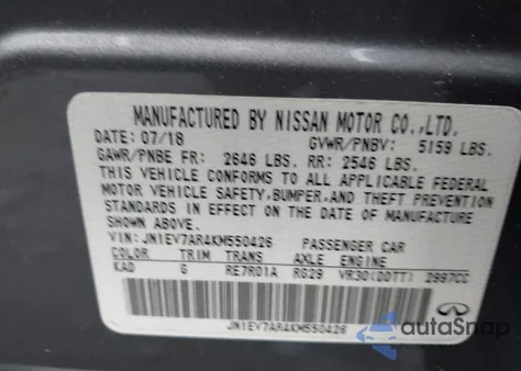 2019 Infiniti Q50 3.0T Luxe z USA, uszkodzony, nr VIN JN1EV7AR4KM550426